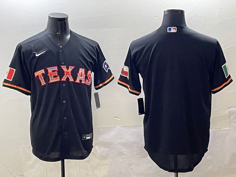 Men Texas Rangers Blank Black Mexico Game 2025 Nike MLB Jersey style 2